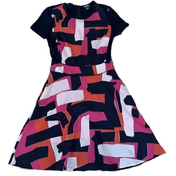 DKNY Fit & Flare Silk Print Dress Size 0 - Picture 1 of 4